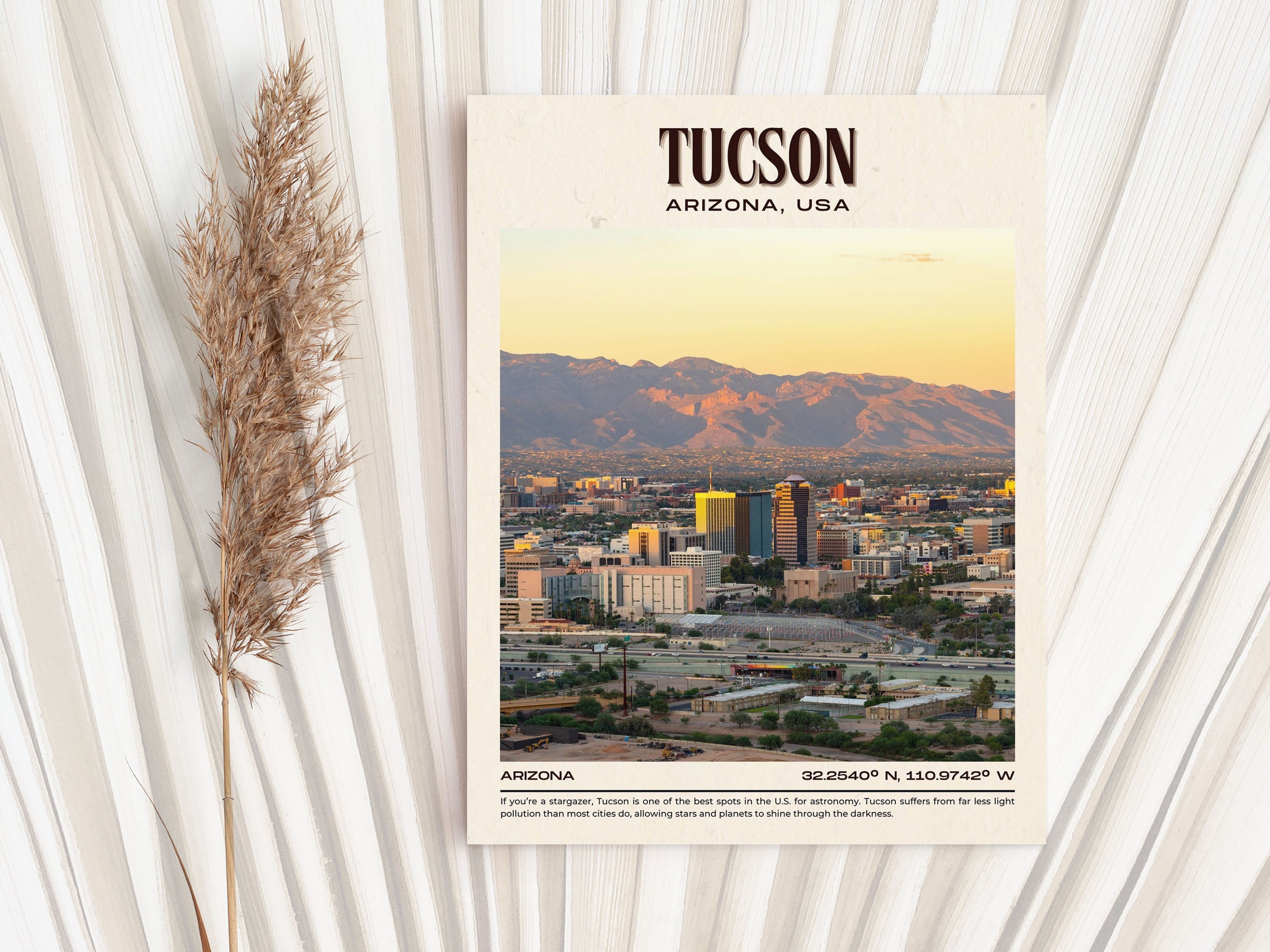Tucson Vintage Wall Art, Tucson Canvas, Tucson Framed Poster, Tucson