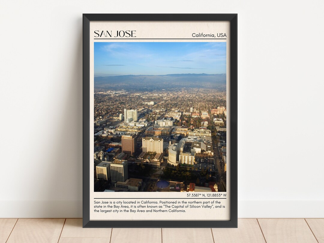 San Jose Minimal Wall Art, San Jose Canvas, San Jose Framed Poster, San Jose Photo, San Jose