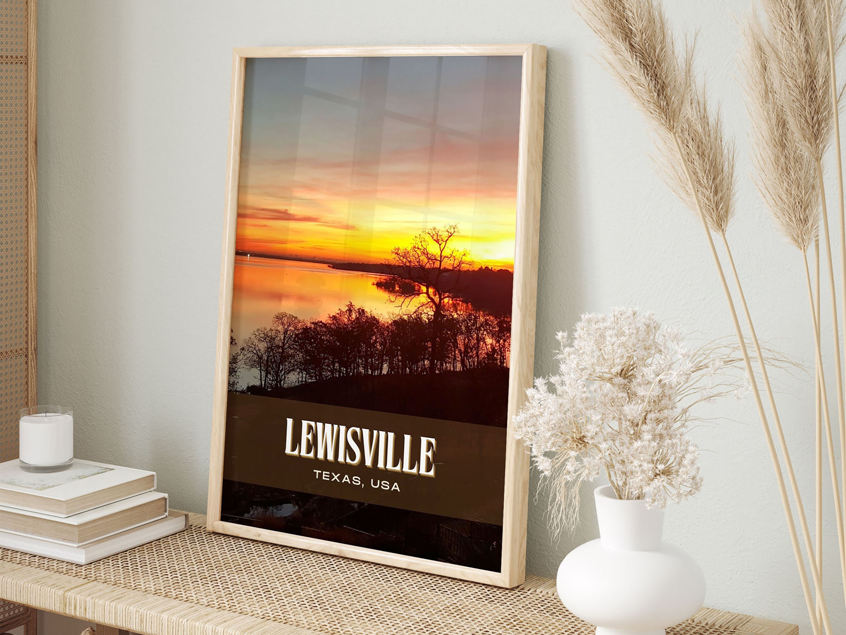 INSTANT DIGITAL DOWNLOAD, Lewisville Retro Wall Art, Lewisville Canvas