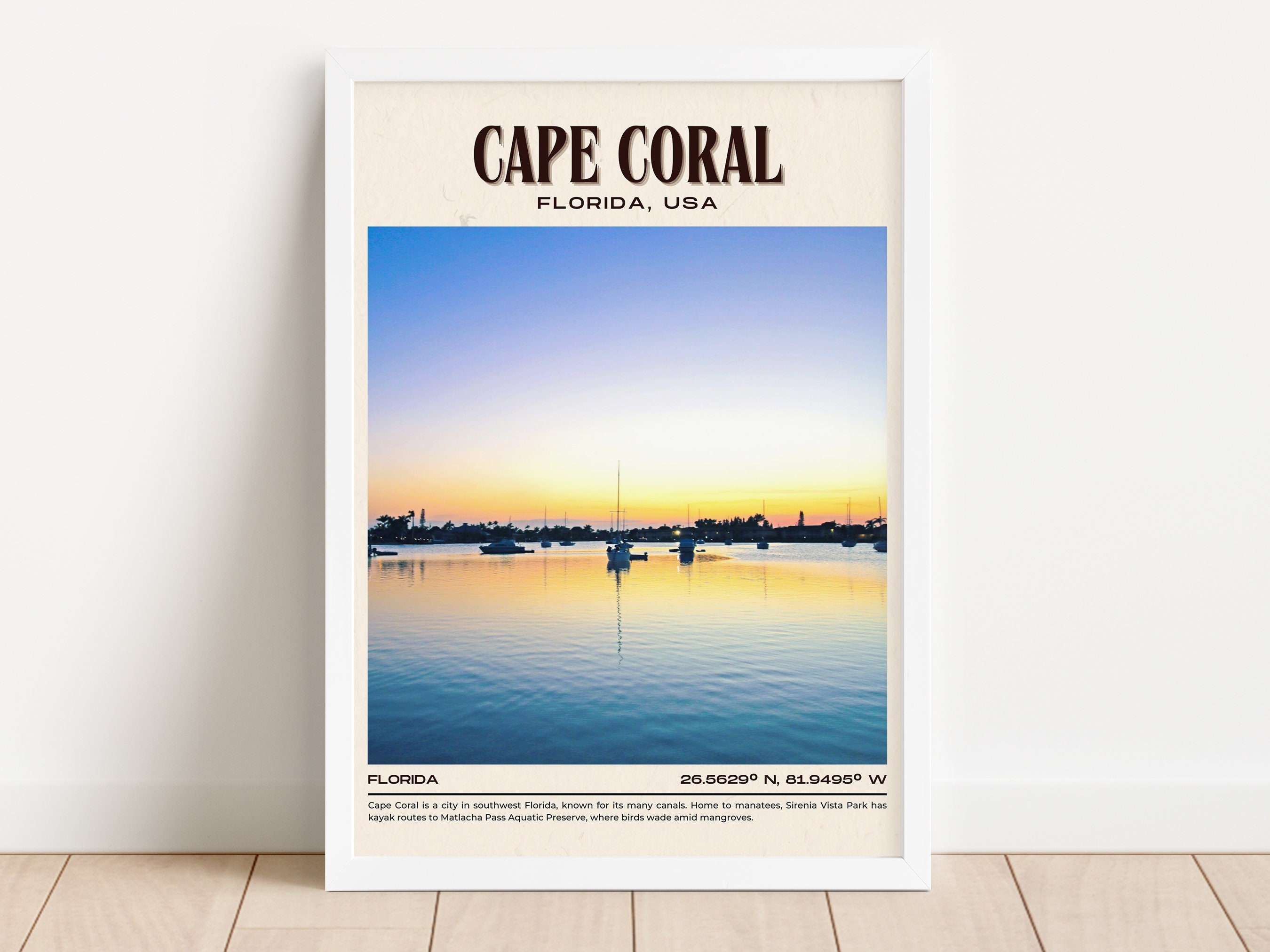 Cape Coral Vintage Wall Art Cape Coral Canvas Cape Coral Etsy