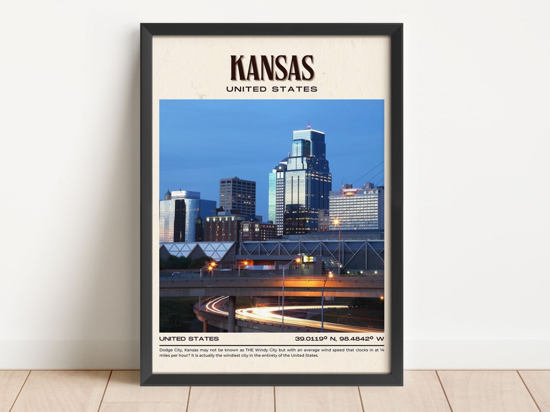 INSTANT DIGITAL DOWNLOAD, Kansas Vintage Wall Art, Kansas Canvas