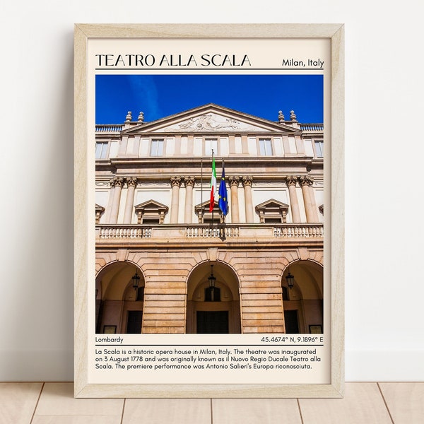 Teatro Alla Scala Wall Art Poster La Scala Milano Italy Wall Art Europe Travel Gift For Home Decor Milan City Wall Art Gift for Traveller