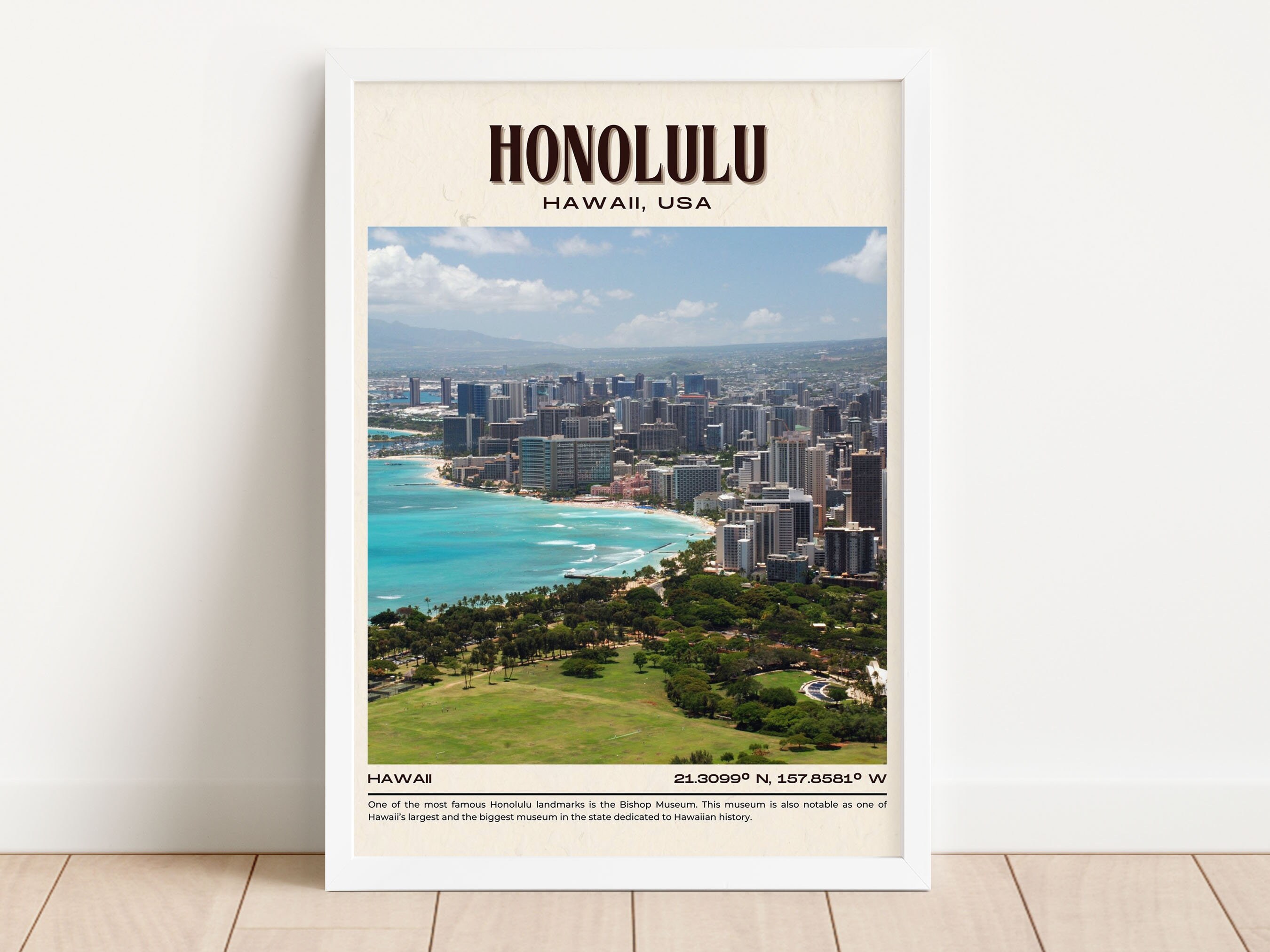 INSTANT DIGITAL DOWNLOAD, Honolulu Vintage Wall Art, Honolulu Canvas