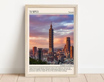 Taipei Minimal Wall Art, Taipei Canvas, Taipei Photo, Taipei Framed Poster, Taipei Wall Decor, Taipei Poster Print, Taiwan, Taiwan poster