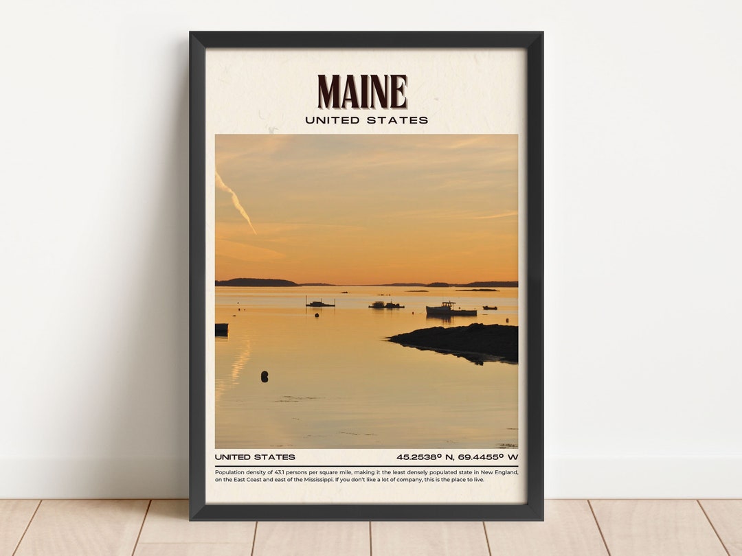 INSTANT DIGITAL DOWNLOAD, Maine Vintage Wall Art, Maine Canvas, Maine