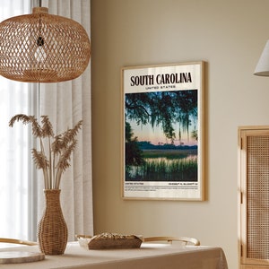 South Carolina Vintage Wall Art, South Carolina Canvas, South Carolina Framed Poster, South Carolina Poster Print, South Carolina Wall Decor image 7