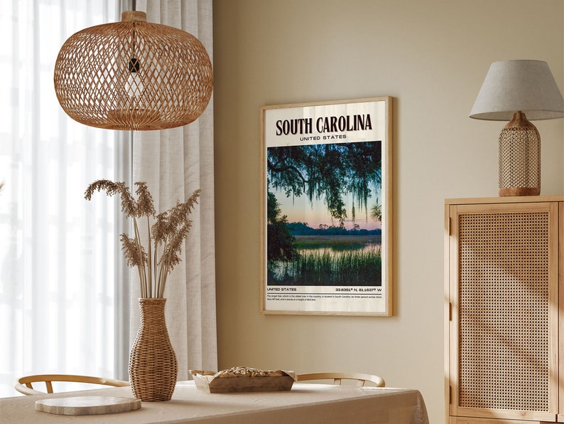 South Carolina Vintage Wall Art, South Carolina Canvas, South Carolina Framed Poster, South Carolina Poster Print, South Carolina Wall Decor image 7