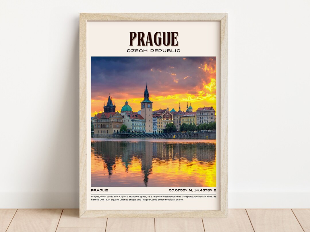 Prague Vintage Wall Art, Prague Canvas, Prague Photo, Prague Framed