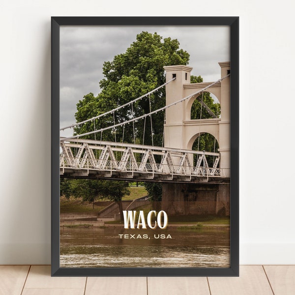 Waco Retro Wall Art, Waco Canvas, Waco Framed Poster, Waco Photo, Waco Poster Print, Waco Wall Decor, USA Poster, Texas Travel