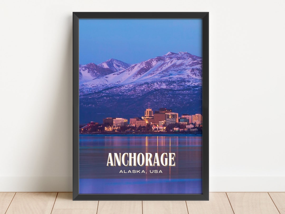 Anchorage Retro Wall Art, Anchorage Canvas, Anchorage Framed Poster