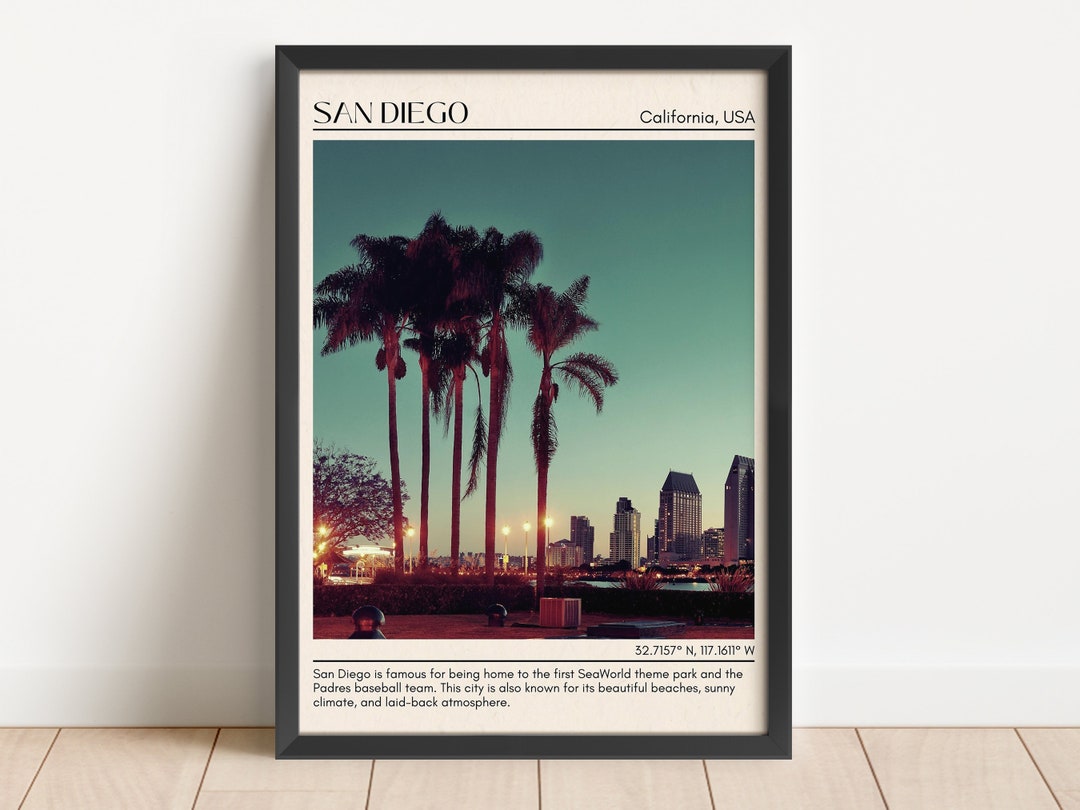 San Diego Minimal Wall Art San Diego Canvas San Diego Framed Etsy