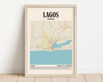 Lagos Map Wall Art, Lagos Canvas, Lagos Photo, Lagos Framed Poster, Lagos Wall Decor, Lagos Poster Print, Nigeria, Nigeria poster