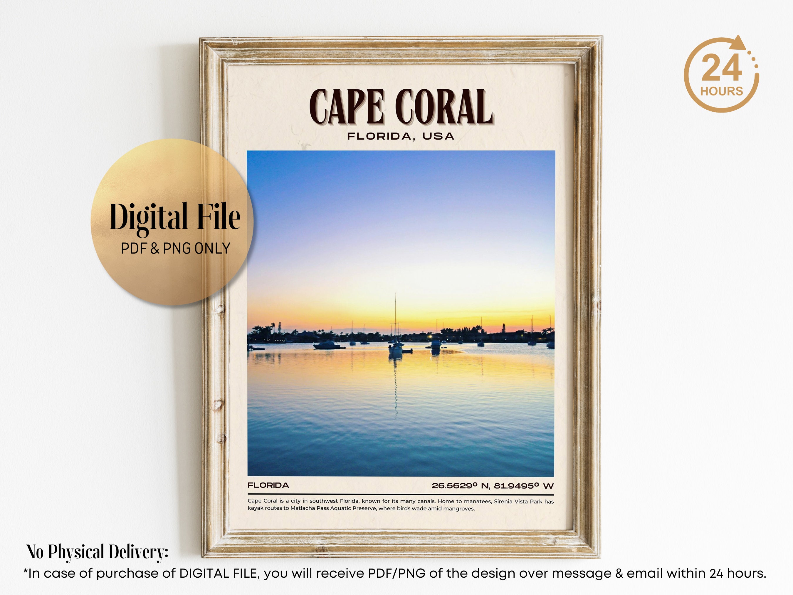 Cape Coral Vintage Wall Art Cape Coral Canvas Cape Coral Etsy