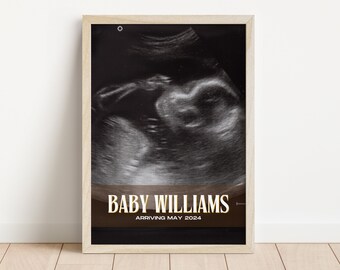 Baby Reveal, New Year's Baby Boy, Gender Neutral Baby Announcement, Gender Reveal 2024 New Year Pregnancy Announcement Wall Art Home Decor