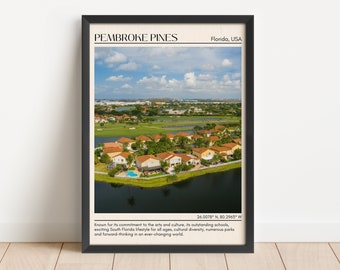 Pembroke Pines Minimal Wall Art, Pembroke Pines Canvas, Pembroke Pines Framed Poster, Pembroke Pines Photo, Pembroke Pines Wall Decor, USA