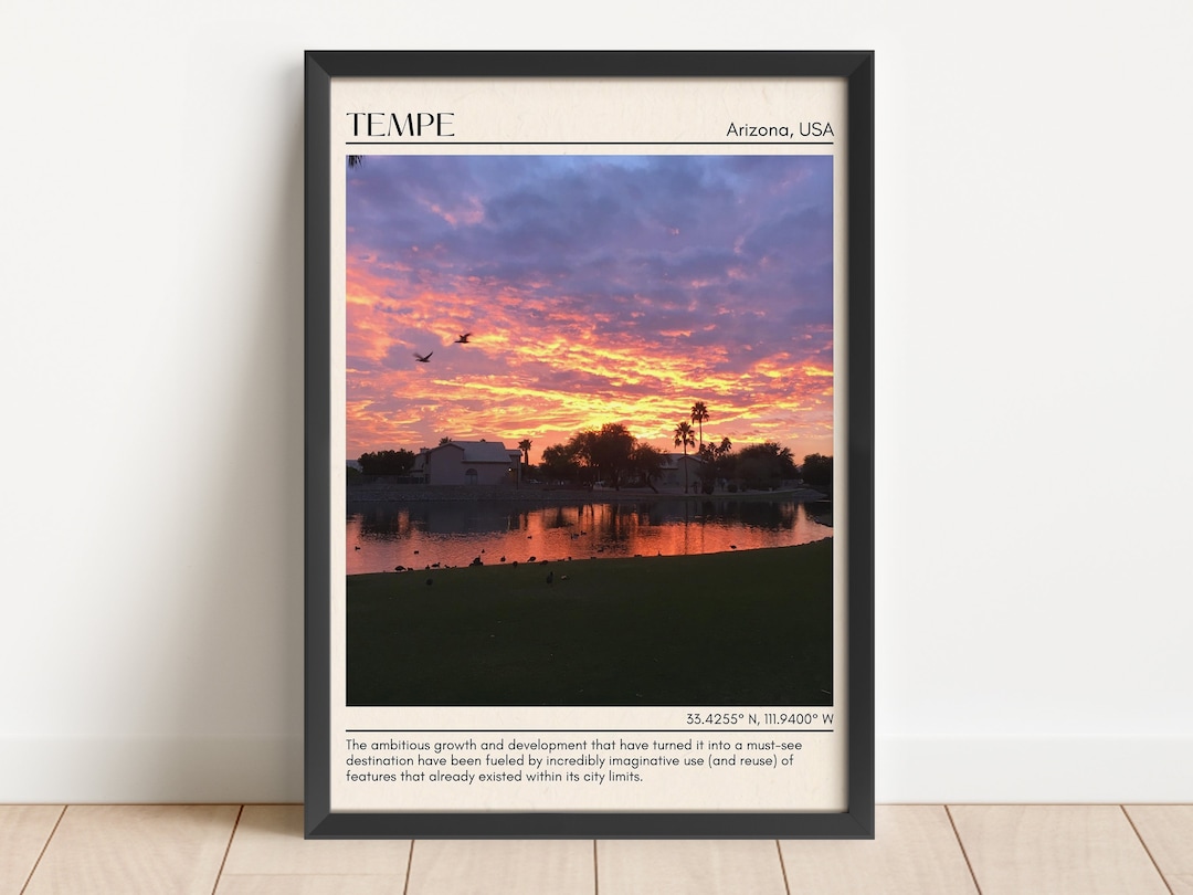 Tempe Minimal Wall Art, Tempe Canvas, Tempe Framed Poster, Tempe Photo