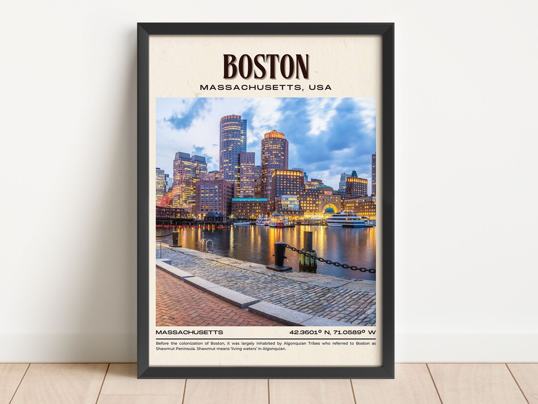 INSTANT DIGITAL DOWNLOAD, Boston Canvas, Boston Vintage Wall Art