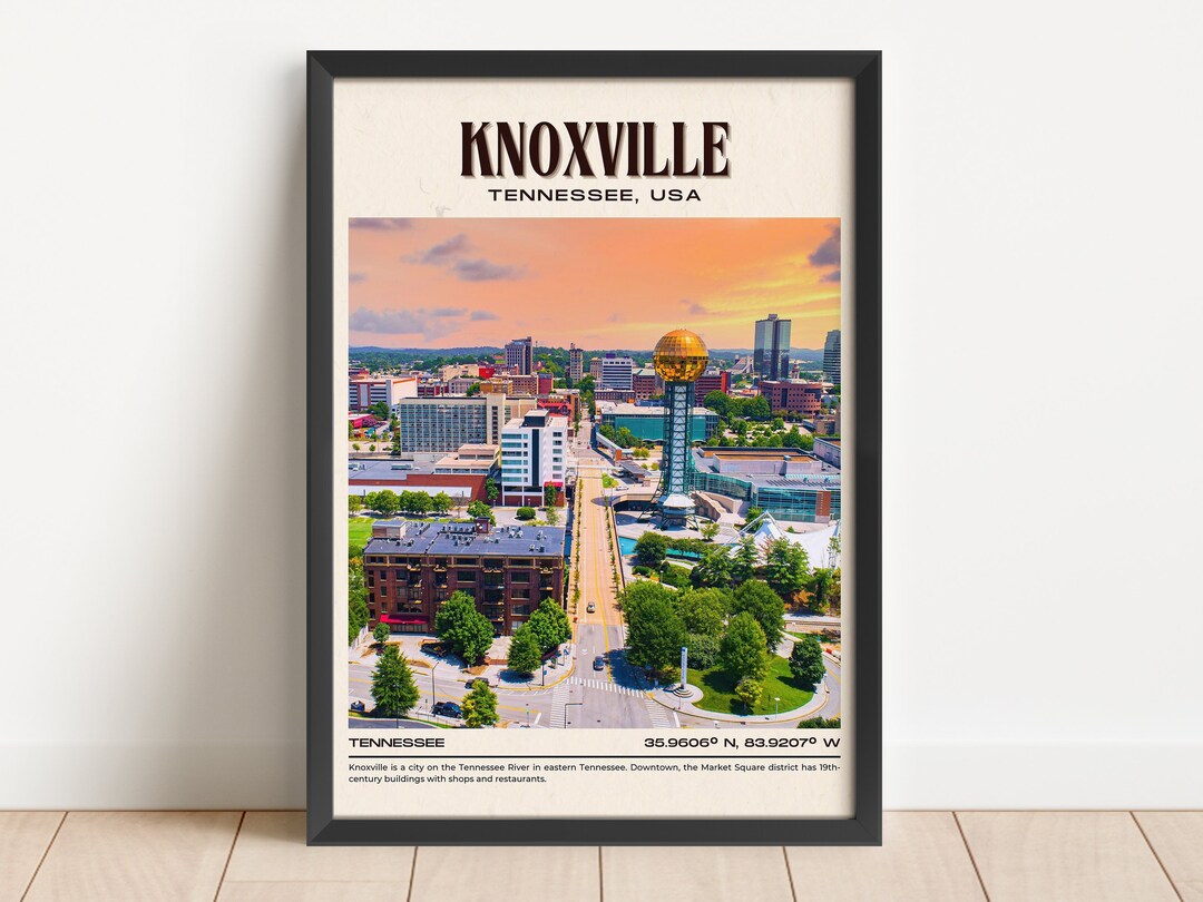 Knoxville Vintage Wall Art, Knoxville Canvas, Knoxville Framed Poster