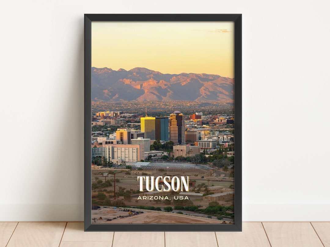 Tucson Retro Wall Art, Tucson Canvas, Tucson Framed Poster, Tucson