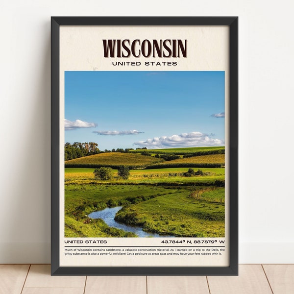 Wisconsin Vintage Poster Etsy