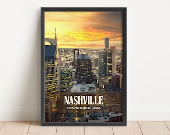 Nashville Retro Wall Art, Nashville Canvas, Nashville Framed Poster, Nashville Photo, Nashville Poster Print, Nashville Wall Decor, USA