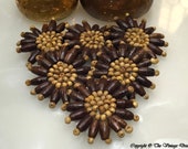 Wooden Beads Flower - Flower 2" in size - Set of 50 - 500 flowers - Rose - BROWN Colour - Rustic Vintage Flower - Bulk Flowers