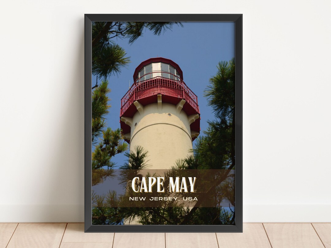 Cape May Retro Wall Art Cape May Canvas Cape May Framed Etsy