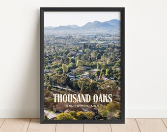 Thousand Oaks Retro Wall Art, Thousand Oaks Canvas, Thousand Oaks Framed Poster, Thousand Oaks Poster Print, Thousand Oaks Wall Decor, USA