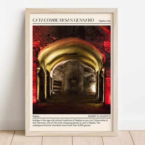 Catacombe di San Gennaro of Naples Italy Wall Art, Catacombe di San Gennaro Framed Poster, Europe Italy Home Decor Gift, Vertical Wall Art