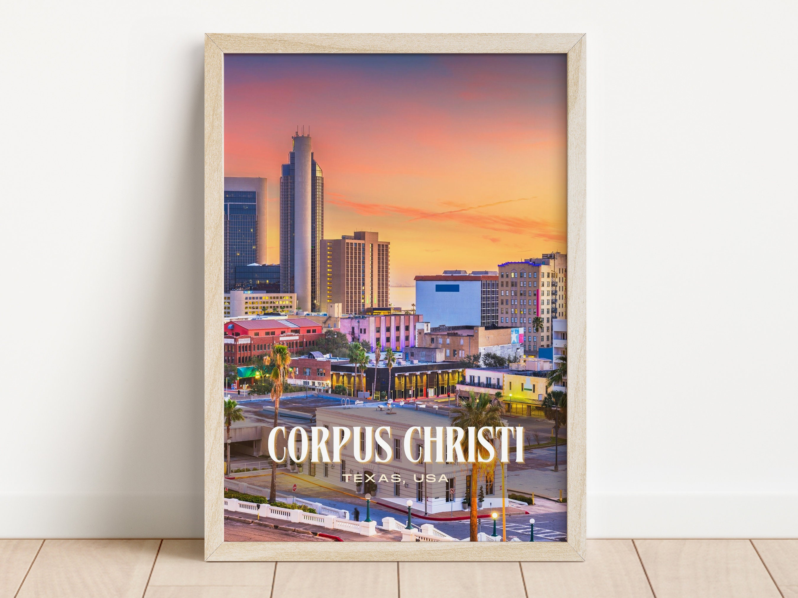 Corpus Christi Retro Wall Art, Corpus Christi Canvas, Corpus Christi