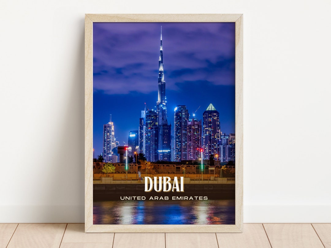 Dubai Retro Wall Art, Dubai Canvas, Dubai Photo, Dubai Framed Poster