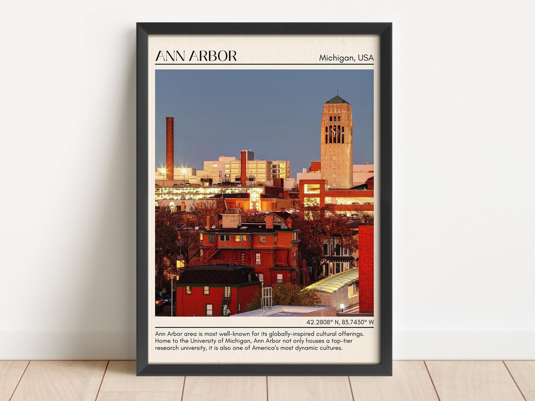 Ann Arbor Wall Art Ann Arbor Canvas Ann Arbor Framed Poster - Etsy