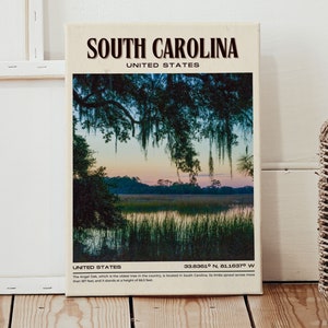 South Carolina Vintage Wall Art, South Carolina Canvas, South Carolina Framed Poster, South Carolina Poster Print, South Carolina Wall Decor image 6