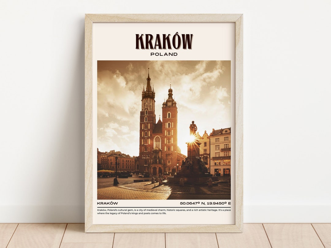 Kraków Vintage Wall Art, Kraków Canvas, Kraków Photo, Kraków Framed
