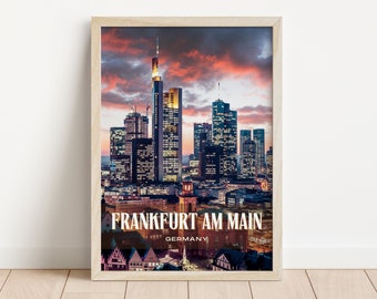 Frankfurt am Main Retro Wall Art, Frankfurt am Main Canvas, Frankfurt am Main Photo, Frankfurt am Main Framed Poster, Germany poster