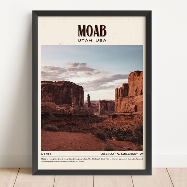 Moab Vintage Wall Art, Moab Canvas, Moab Framed Poster, Moab Photo, Moab Poster Print, Moab Wall Decor, Utah, USA Poster