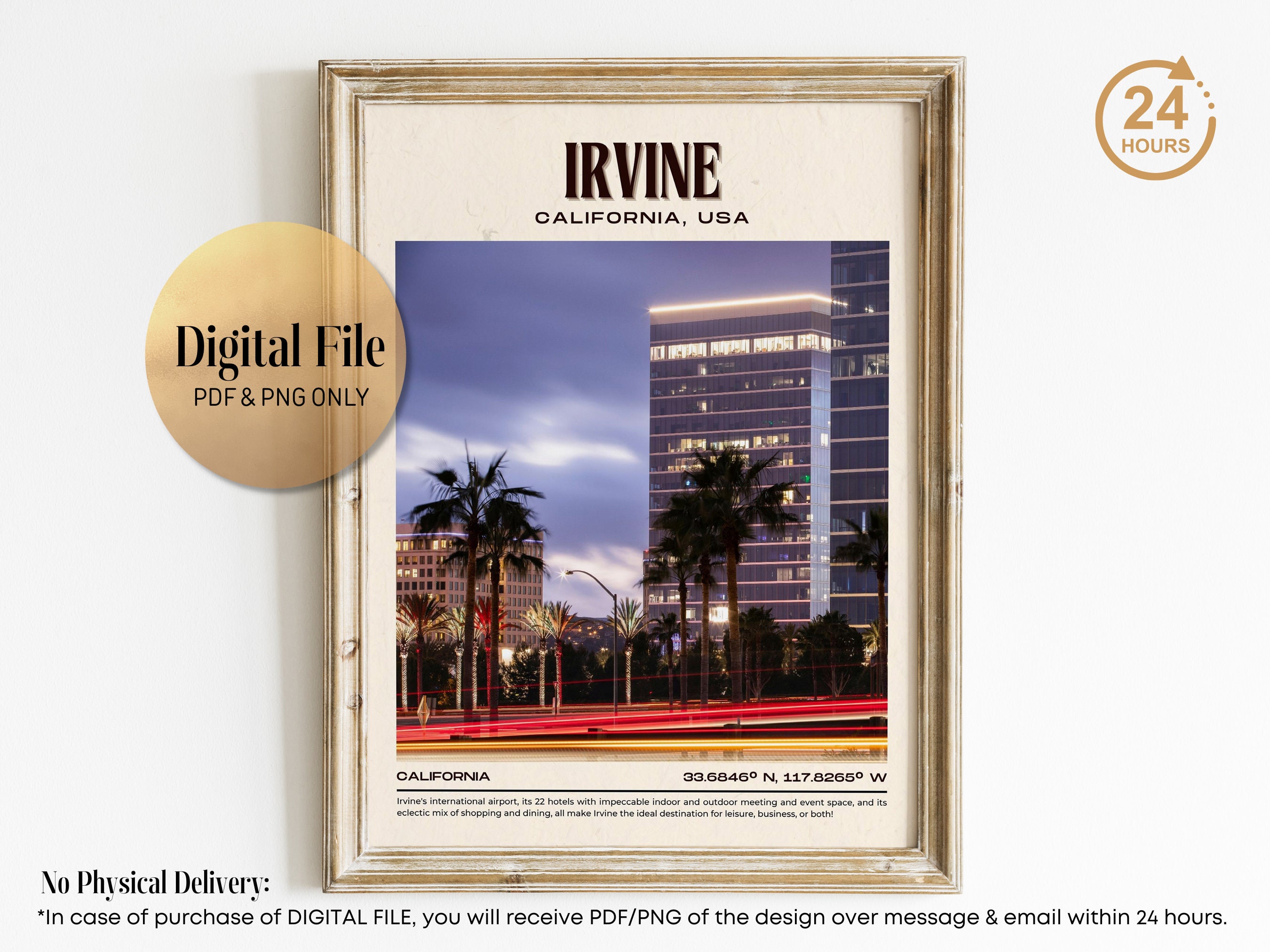 INSTANT DIGITAL DOWNLOAD, Irvine Vintage Wall Art, Irvine Canvas