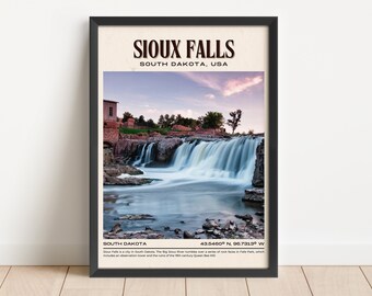 Sioux Falls Vintage Wall Art, Sioux Falls Canvas, Sioux Falls Framed Poster, Sioux Falls Photo, Sioux Falls Print, Sioux Falls Wall Decor