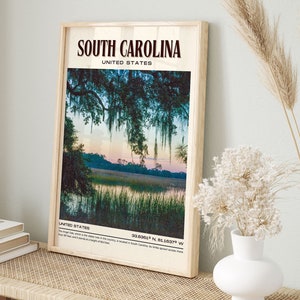 South Carolina Vintage Wall Art, South Carolina Canvas, South Carolina Framed Poster, South Carolina Poster Print, South Carolina Wall Decor image 8