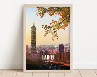 Taipei Retro Wall Art, Taipei Canvas, Taipei Photo, Taipei Framed Poster, Taipei Wall Decor, Taipei Poster Print, Taiwan, Taiwan poster