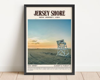 Jersey Shore Vintage Wall Art, Jersey Shore Canvas, Jersey Shore Framed Poster, Jersey Shore Poster Print, Jersey Shore Wall Decor, USA