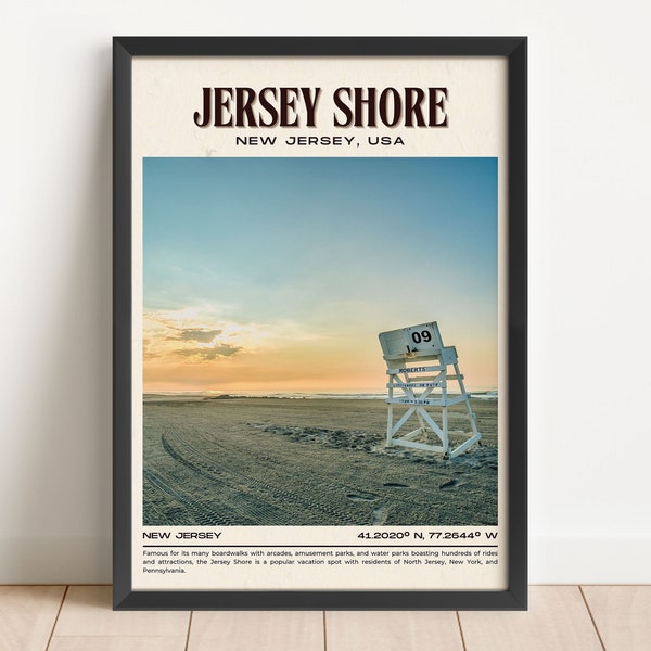 Jersey Shore Vintage Wall Art, Jersey Shore Canvas, Jersey Shore Framed Poster, Jersey Shore Poster Print, Jersey Shore Wall Decor, USA