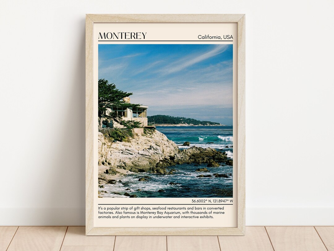 Monterey Wall Art Canvas, Monterey Framed Poster Photo Wall Decor