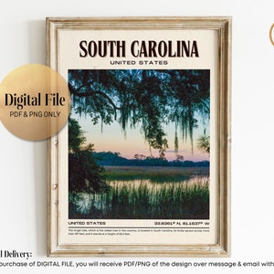 South Carolina Vintage Wall Art, South Carolina Canvas, South Carolina Framed Poster, South Carolina Poster Print, South Carolina Wall Decor image 10