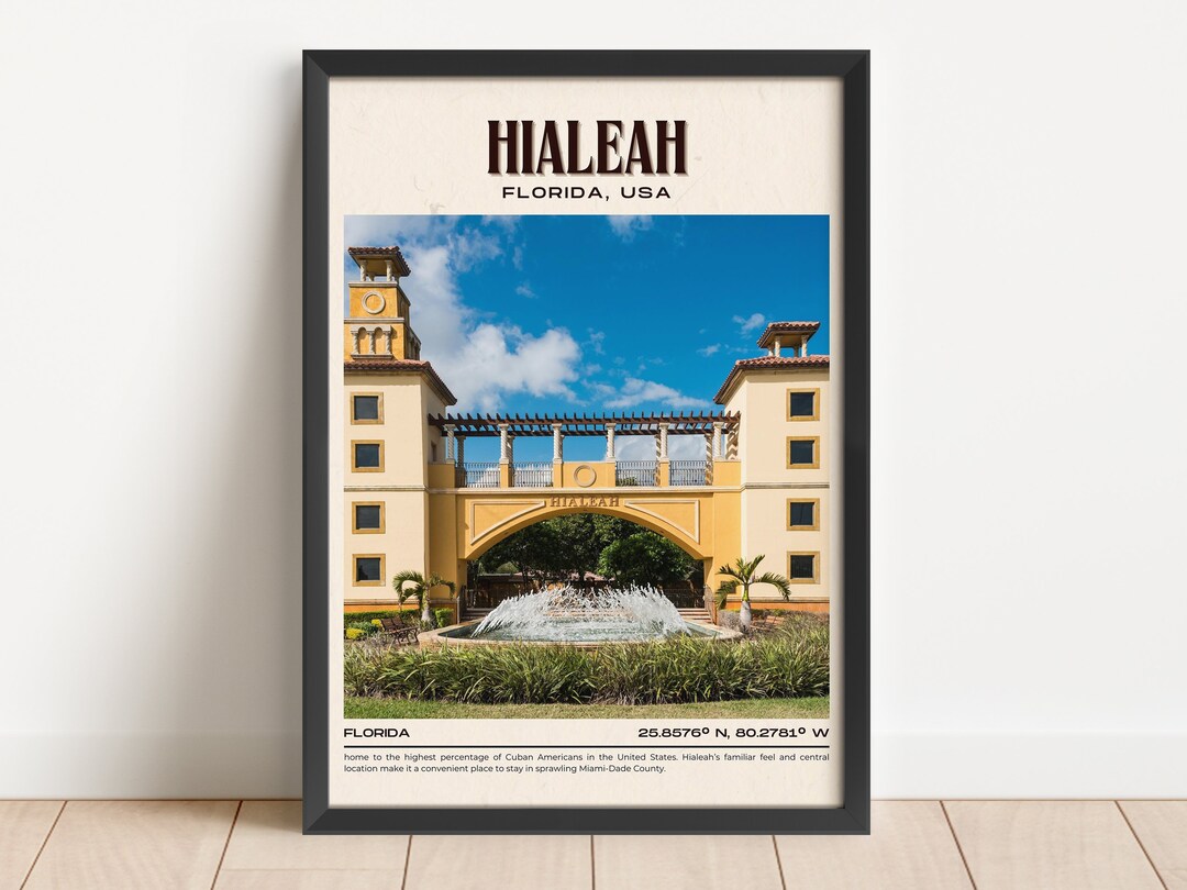 INSTANT DIGITAL DOWNLOAD, Hialeah Vintage Wall Art, Hialeah Canvas