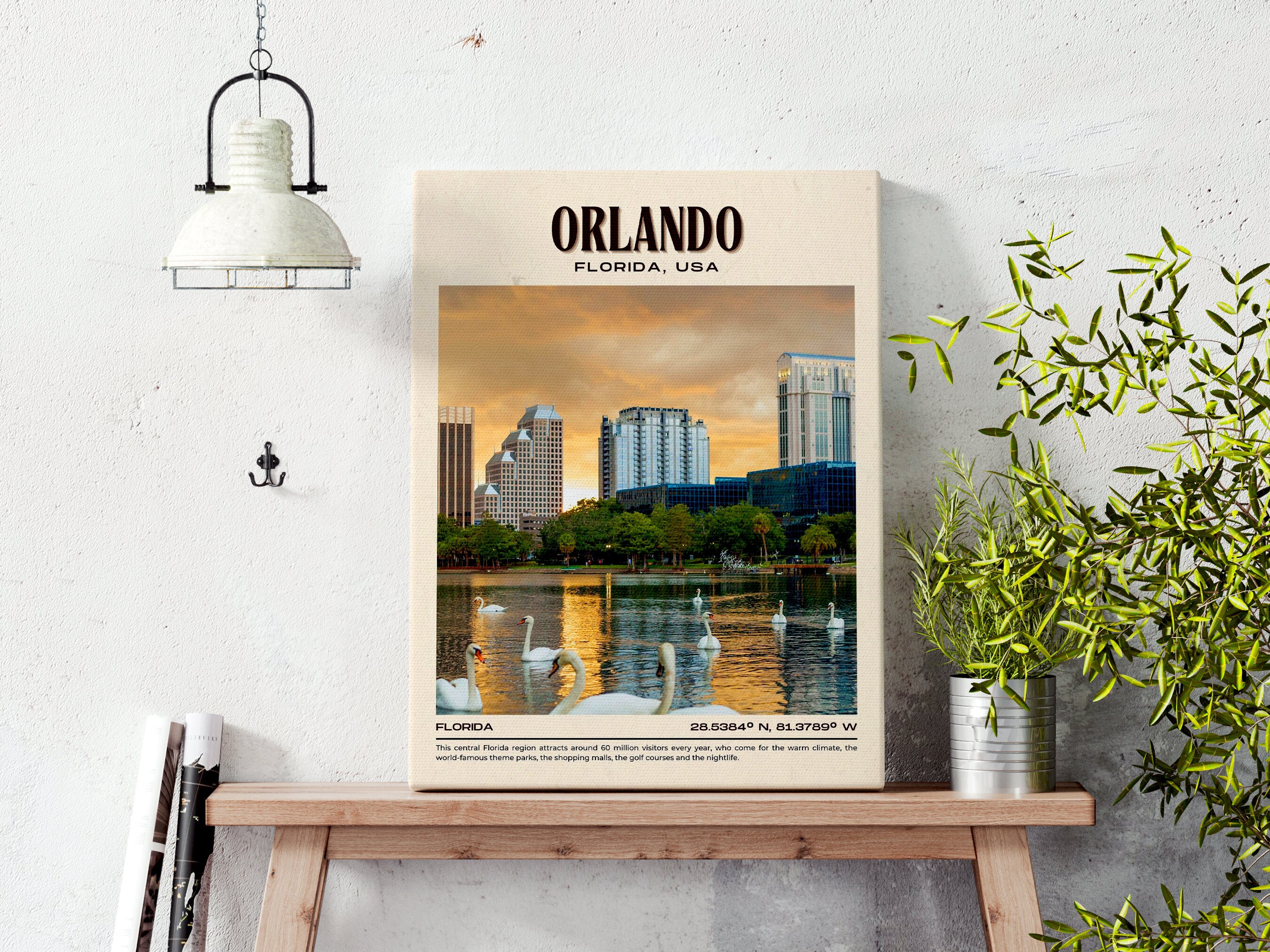INSTANT DIGITAL DOWNLOAD, Orlando Vintage Wall Art, Orlando Canvas