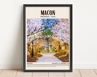 Macon Vintage Wall Art, Macon Canvas, Macon Framed Poster, Macon Photo, Macon Poster Print, Macon Wall Decor, USA Poster, Georgia