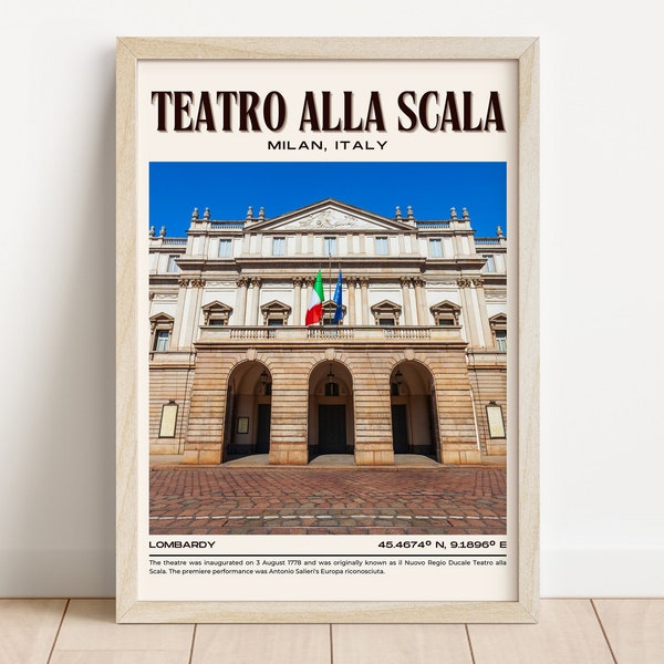 Teatro Alla Scala Wall Art Poster La Scala Milano Italy Wall Art Europe Travel Gift For Home Decor Milan City Wall Art Gift for Traveller