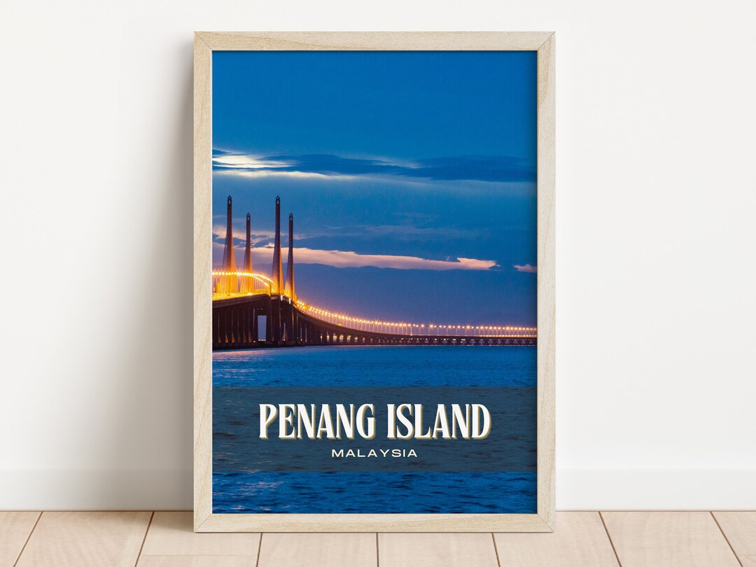 Penang Island Retro Wall Art, Penang Island Canvas, Penang Island Photo, Penang Island Framed