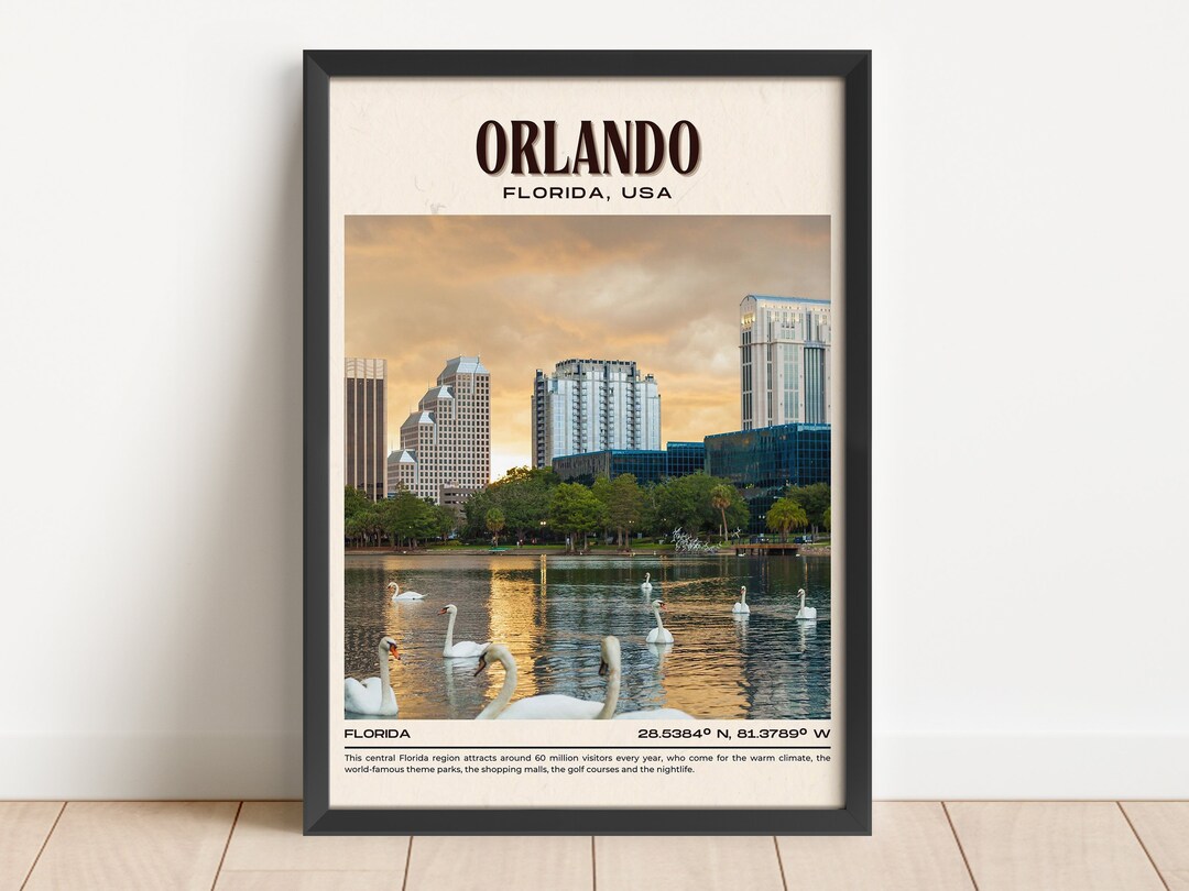 INSTANT DIGITAL DOWNLOAD, Orlando Vintage Wall Art, Orlando Canvas